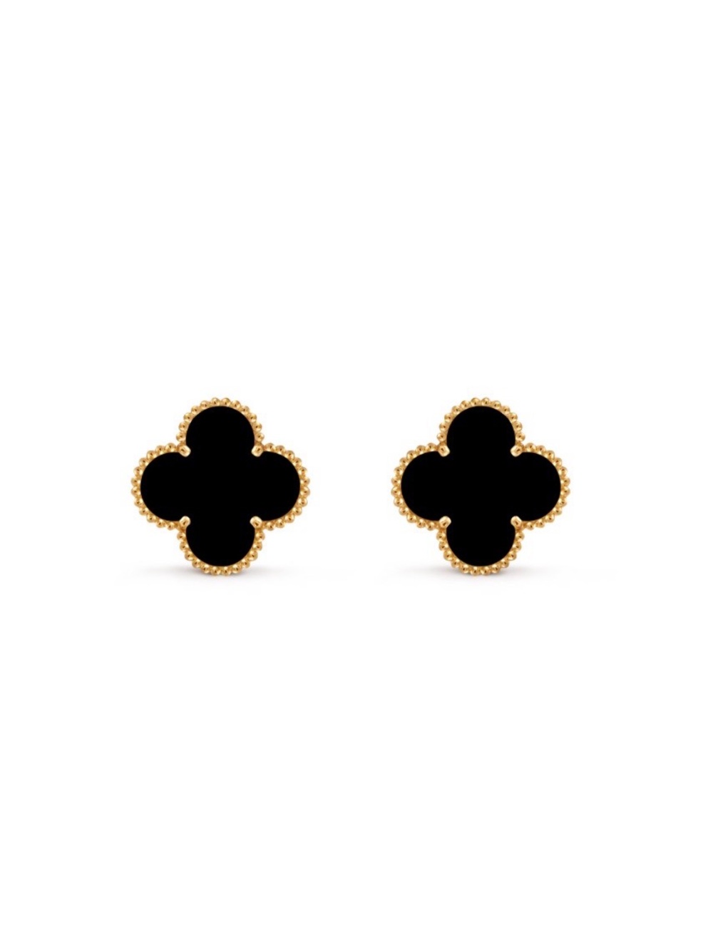 RARE Van Cleef & Arpels Magic Onyx Alhambra single motif earrings FULL SET - Picture 2 of 15